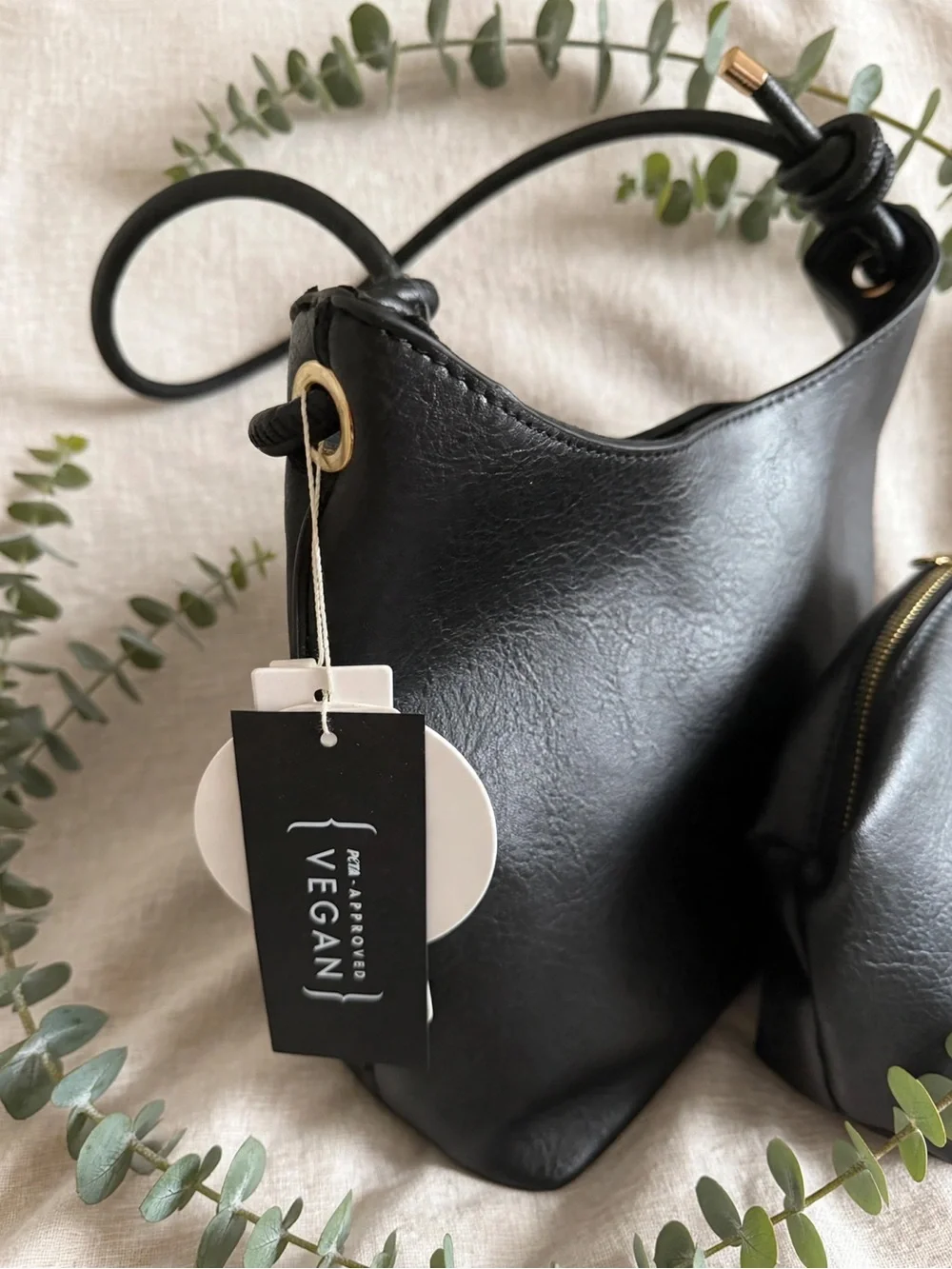 Black Women's Hobo Shoulder Bag with Decorative Scarf and Charm Accent